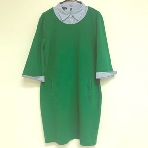 Talbots pique kelly green dress with collar